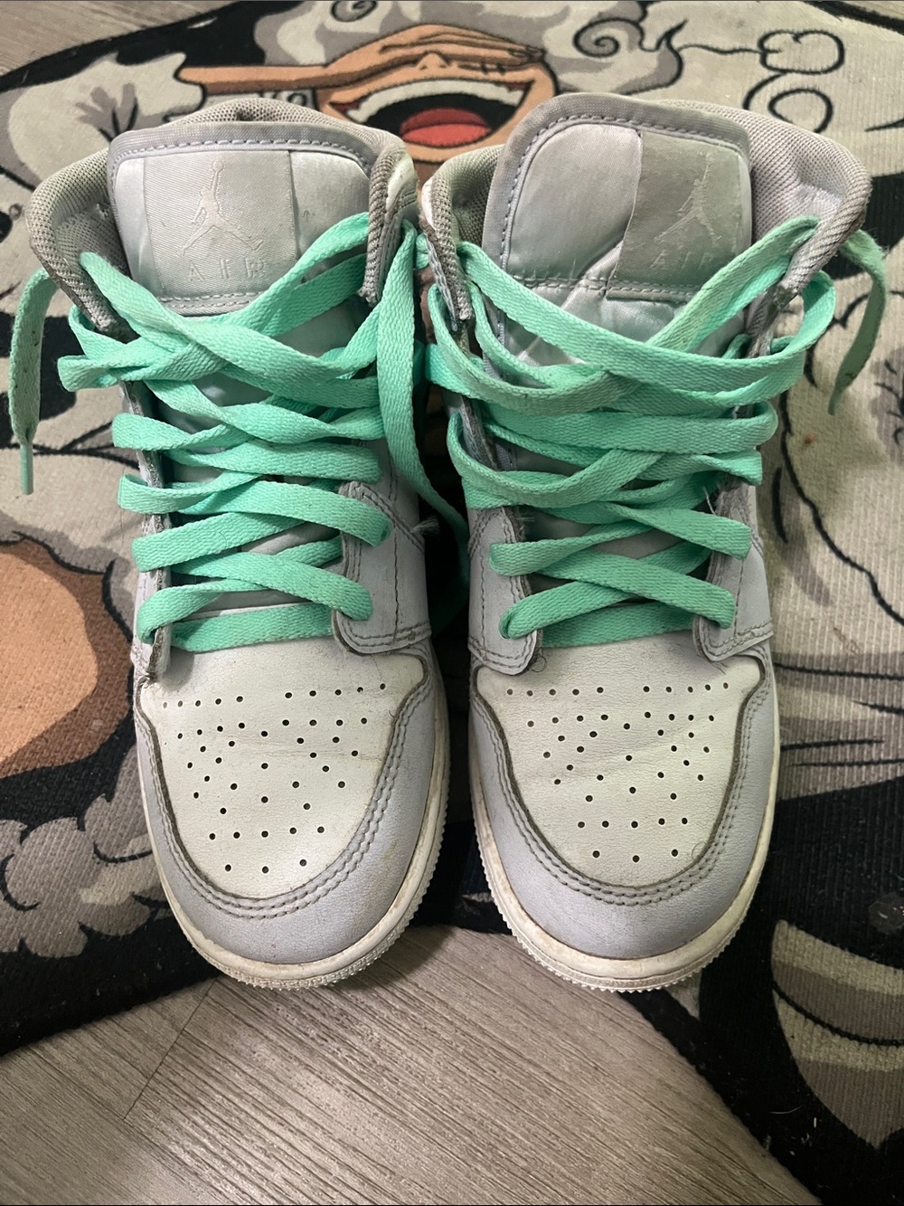 Jordan Kids Mint-Lace High-Top Sneakers in Light Gray